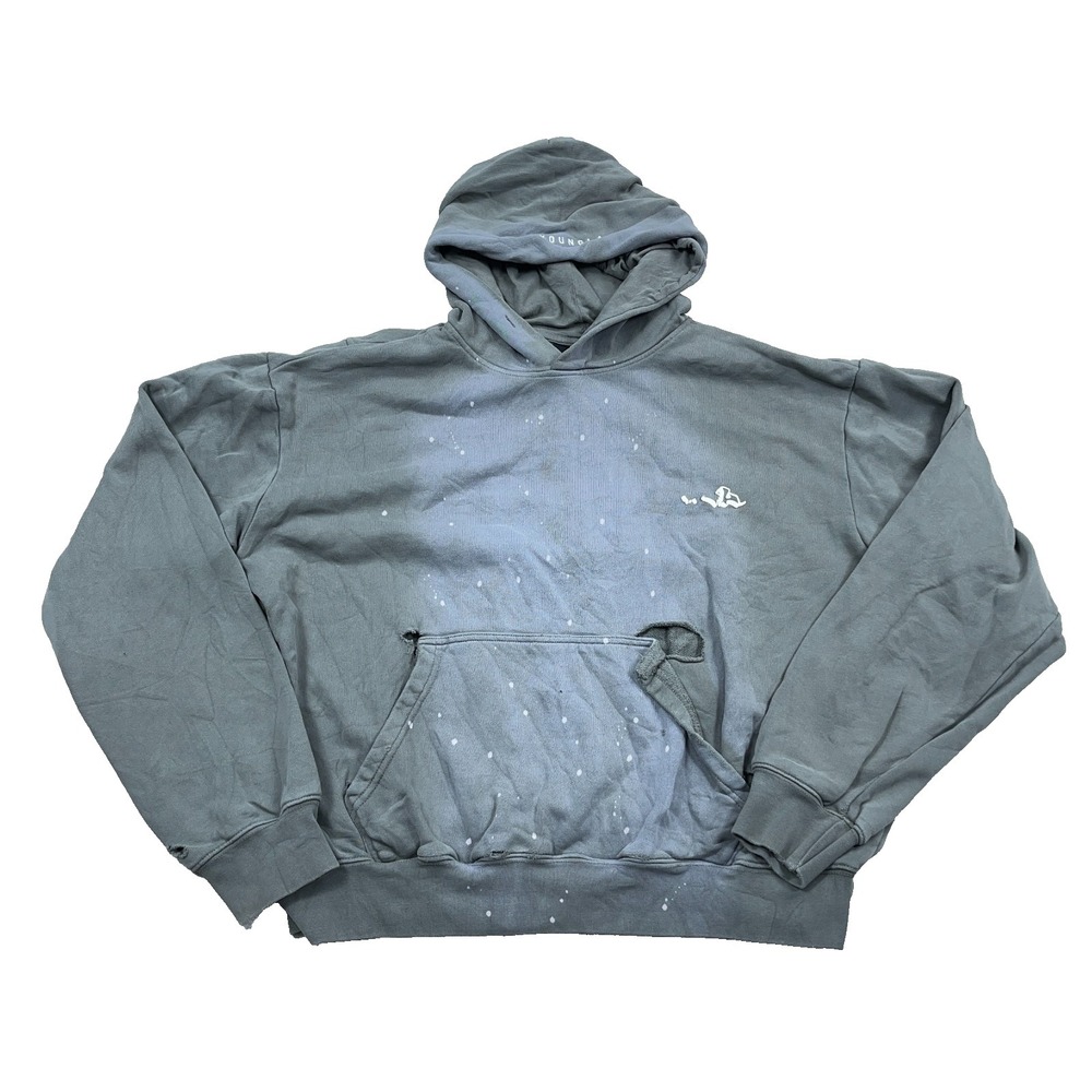 Youngla Hoodie Men Medium Gray Sweatshirt Distressed Grunge Worn Retro Adult